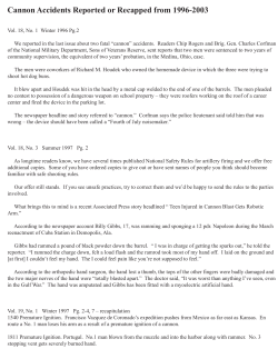 Cannon Accidents Reported or Recapped from 1996-2003