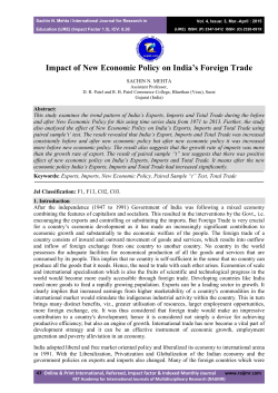 Impact of New Economic Policy on India`s Foreign Trade