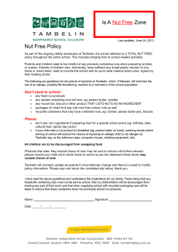 Nut-Free Policy - Tambelin Independent School
