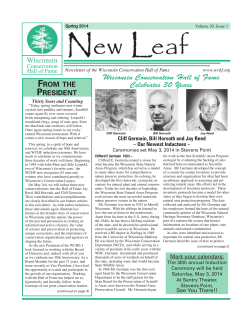 New Leaf Spring 2014. - The Wisconsin Conservation Hall of Fame