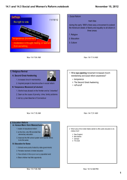 14.1 and 14.3 Social and Women`s Reform.notebook