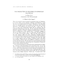 THE CHARACTER OF DEIANEIRA IN SOPHOCLES` TRACHINIAE