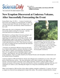 New Eruption Discovered at Undersea Volcano, After
