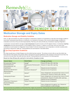 November 2016 - Medication Storage and Expiry Dates
