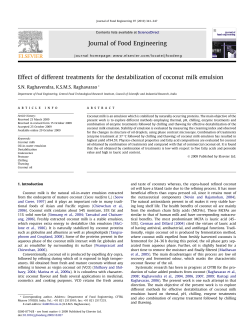 Effect of different treatments for the destabilization of coconut milk