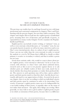 not at FaCe Value: Xi Chuan`s eXpliCit poetiCs
