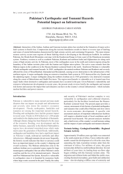 Pakistan`s Earthquake and Tsunami Hazards