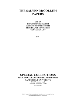 Salynn McCollum Papers - Vanderbilt Library
