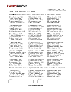 HockeyDraft.ca Pool Sheet