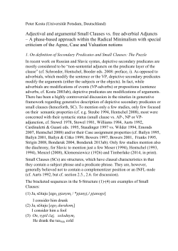 Adjectival and argumental Small Clauses vs. free - LingBuzz