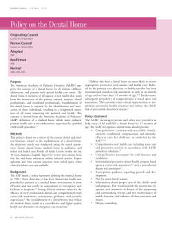 Policy On The Dental Home - AAPD