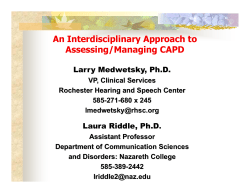 An Interdisciplinary Approach to Assessing/Managing CAPD