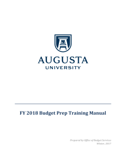 FY 2018 Budget Prep Training Manual