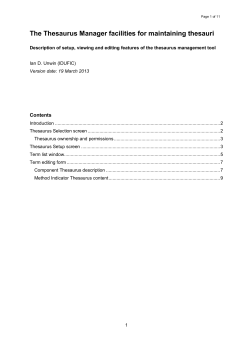 EuroFIR component thesaurus version 1.2 updates