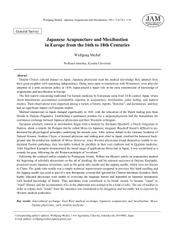 Japanese Acupuncture and Moxibustion in Europe from the 16th to