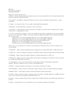 Miss Shay Poetry Terms Assignment Wednesday/Thursday Here are