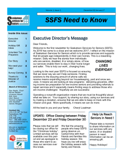 SSFS Need to Know - Silverwood Heights Community Association