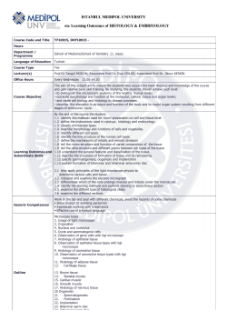 ISTANBUL MEDIPOL UNIVERSITY Course Learning Outcomes of