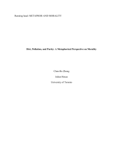 Dirt, Pollution, and Purity: A Metaphorical Perspective on Morality