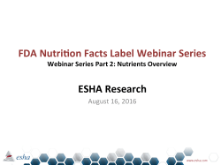 FDA NutriCon Facts Label Webinar Series ESHA Research