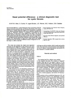 Nasal potential difference: a clinical diagnostic test for cystic fibrosis