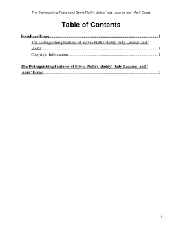 The Distinguishing Features of Sylvia Plath`s `daddy
