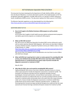 ACT 62 Behavior Specialist FAQ 5/23/2014