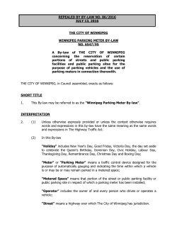 THE CITY OF WINNIPEG WINNIPEG PARKING METER BY