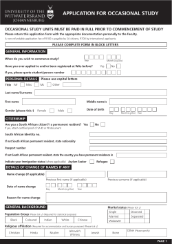 Occasional Study Application Form