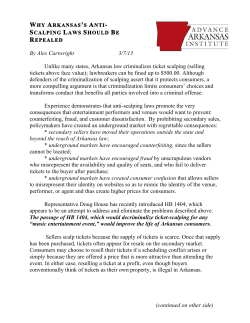 Why Arkansas`s Anti-Scalping Laws Should Be Repealed