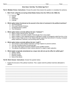 Short Quiz / Exit Slip: The Gilded