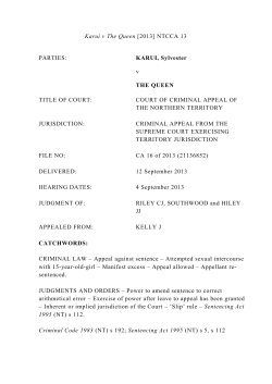 Karui v The Queen [2013] - The Supreme Court of the Northern