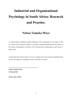 Industrial and Organisational Psychology in South Africa: Research