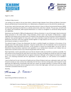 August 11, 2016 To Whom It May Concern: I am writing to you today