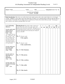 Teacher Copy A-K Reading Assessment for Independent Reading