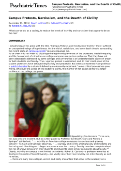 Campus Protests, Narcissism, and the Dearth of Civility