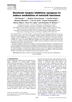 Serotonin targets inhibitory synapses to induce modulation of