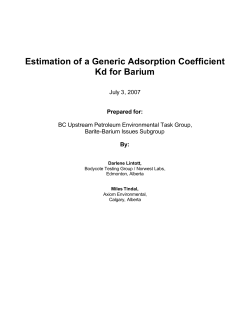 Estimation of a Generic Adsorption Coefficient Kd for Barium