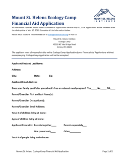 Mount St. Helens Ecology Camp Financial Aid Application