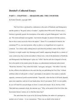 Detobel`s Collected Essays - Elizabethan Authors Home Page