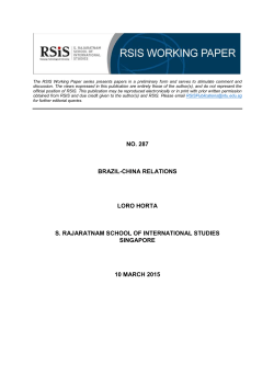 Brazil-China Relations - S. Rajaratnam School of International Studies