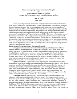 Memo on Intergroup Contact in Contexts of Conflict for Israel Under