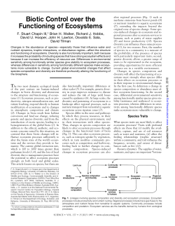 Biotic Control over the Functioning of Ecosystems