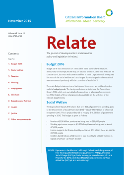 November 2015 Budget 2016 Social Welfare