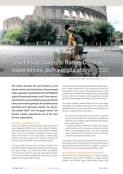 Short Food Chains in Rome: Context, experiences, policy