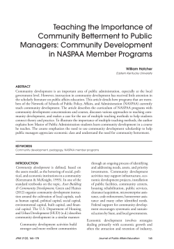 Teaching the Importance of Community Betterment to Public Managers
