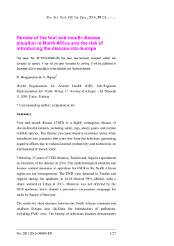 Review of the foot and mouth disease situation in North Africa and