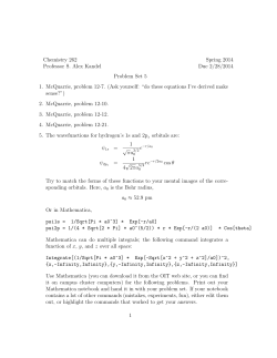 Chemistry 262 Spring 2014 Professor S. Alex Kandel Due 2/28/2014