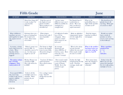 Fifth Grade Summer Math Calendar