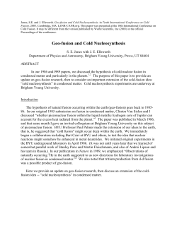 Geo-fusion and Cold Nucleosynthesis - LENR-CANR